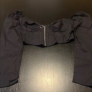 Black Long Sleeve Crop Top size Large